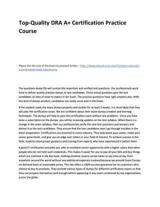 top quality dra a certification practice course