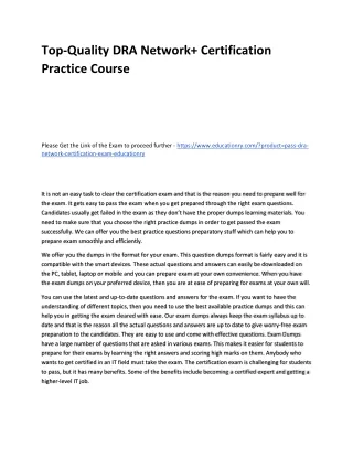 top quality dra network certification practice