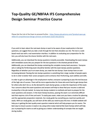 top quality ge nbfaa ifs comprehensive design