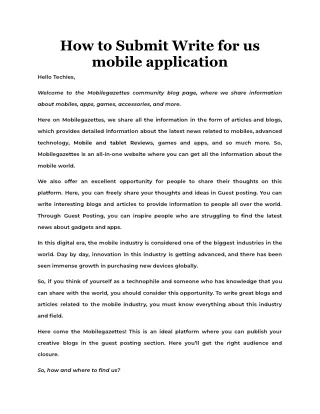 How to Submit Write for us mobile application