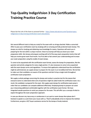top quality indigovision 3 day certification
