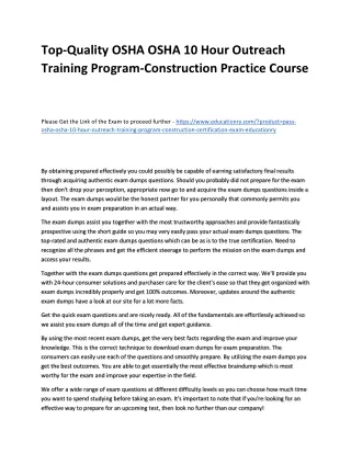 top quality osha osha 10 hour outreach training