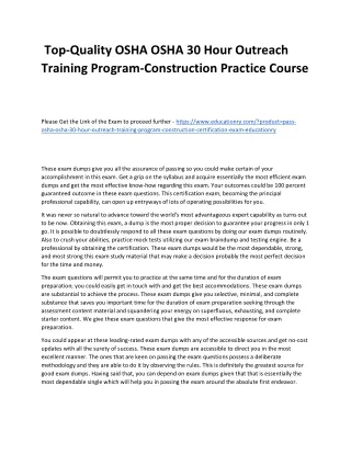 top quality osha osha 30 hour outreach training