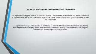 Top 5 Ways How Corporate Training Benefits Your 24