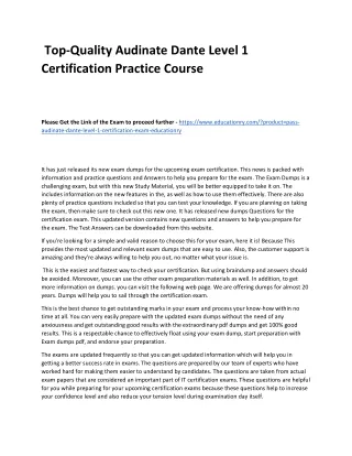 top quality audinate dante level 1 certification