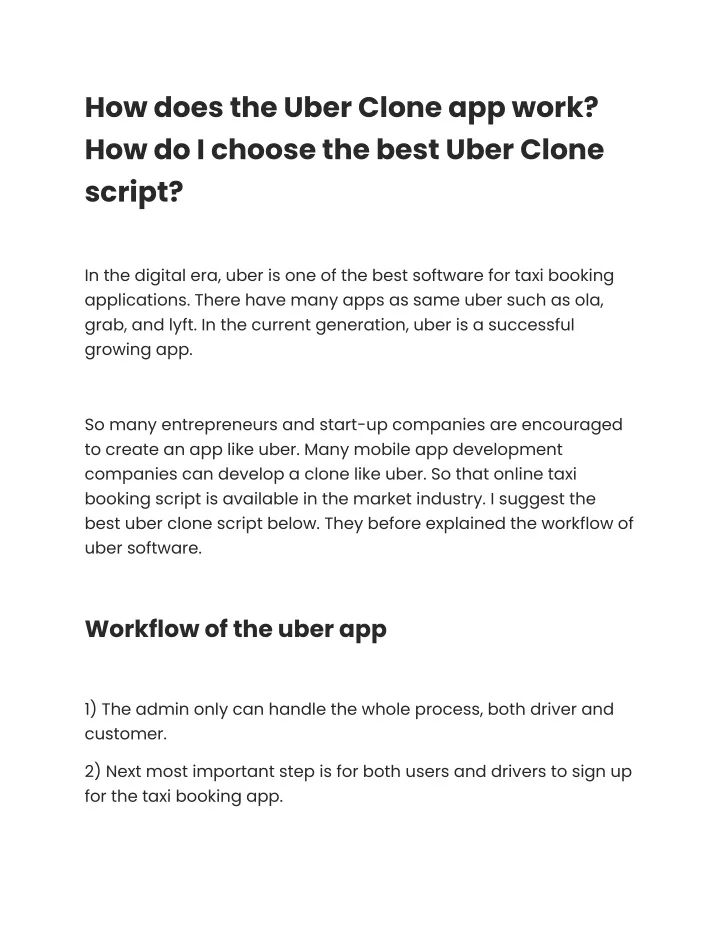how does the uber clone app work how do i choose