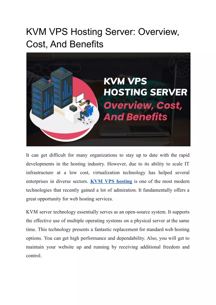 kvm vps hosting server overview cost and benefits