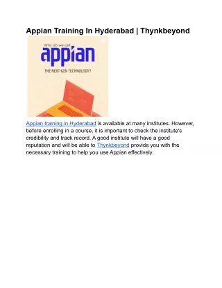 appian training in hyderabad thynkbeyond