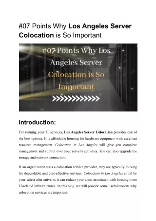 07 points why los angeles server colocation