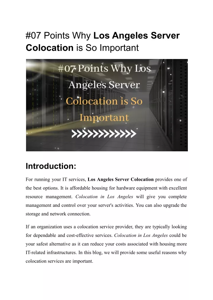 07 points why los angeles server colocation