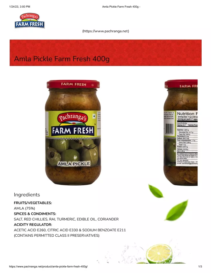 PPT Best Amla Pickles Manufacturers, Suppliers in India Pachranga