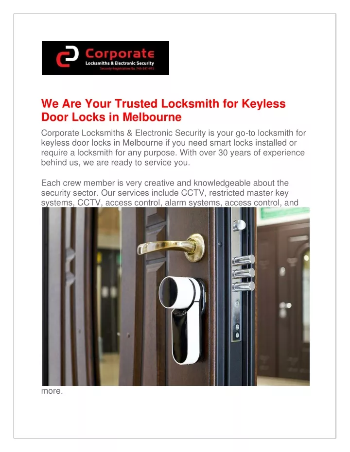 we are your trusted locksmith for keyless door