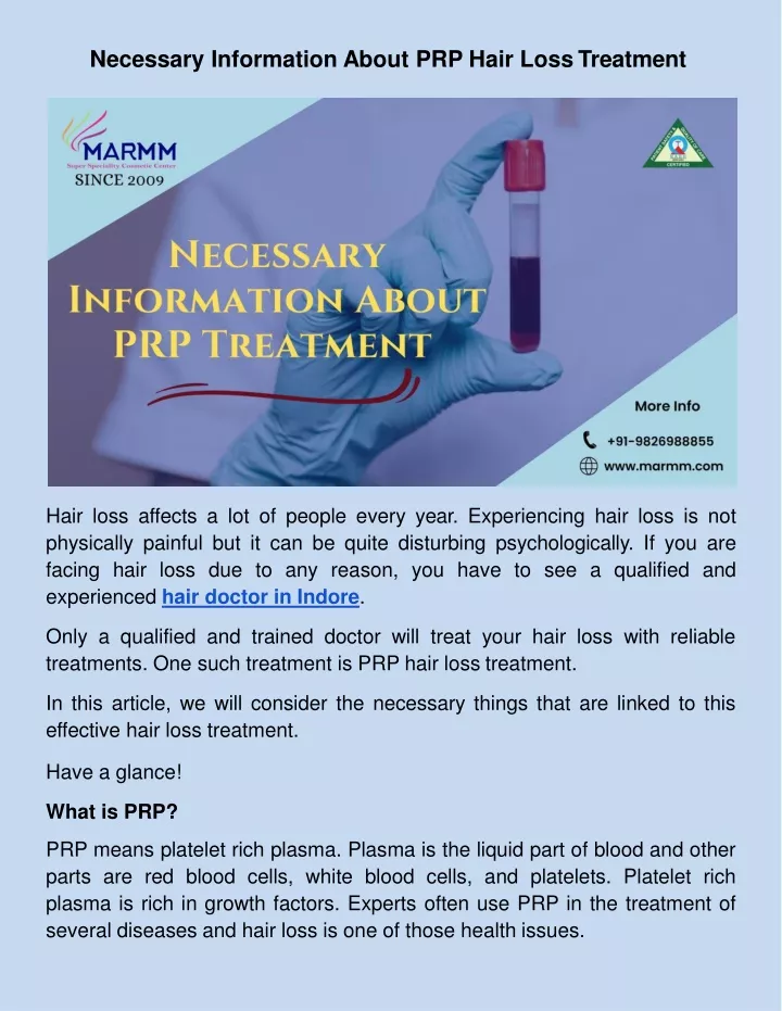 necessary information about prp hair loss