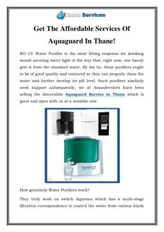 Aquaguard Service In Thane Call-7290092205