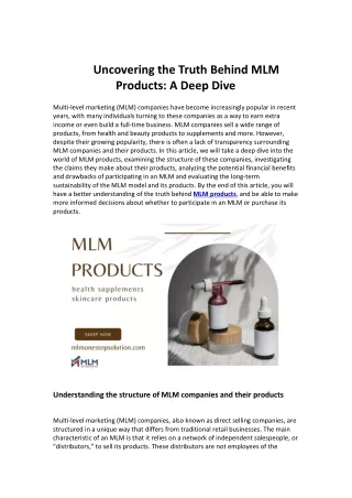 uncovering the truth behind mlm products a deep