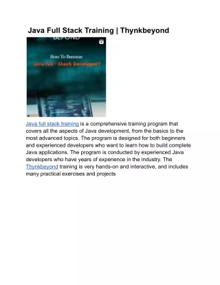 java full stack training thynkbeyond