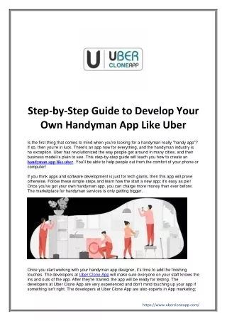 Step-by-Step Guide to Develop Your Own Handyman App Like Uber