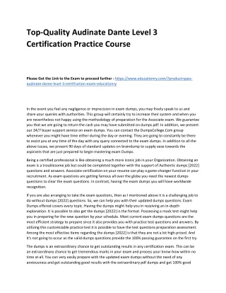 top quality audinate dante level 3 certification