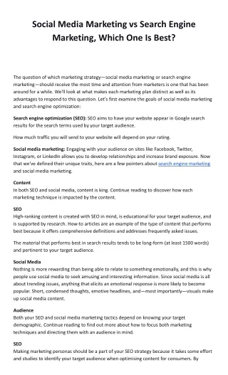 Social Media Marketing vs Search Engine Marketing, Which One Is Best_