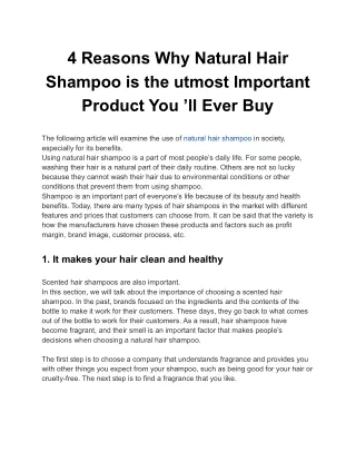 4 Reasons Why Natural Hair Shampoo is the utmost Important Product You ’ll Ever Buy
