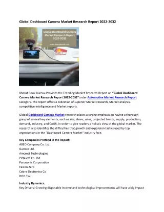 global dashboard camera market research report