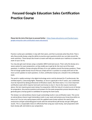 focused google education sales certification