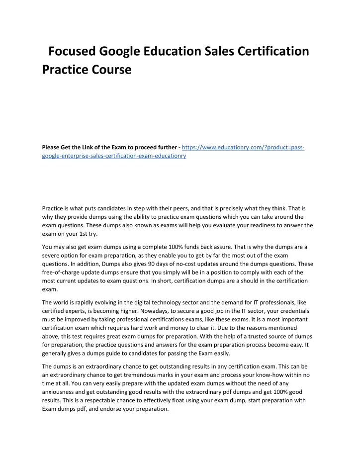 focused google education sales certification