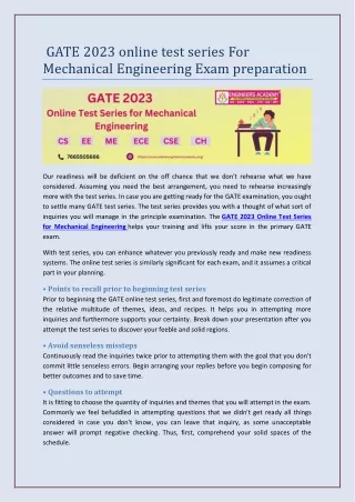 GATE 2023 online test series For Mechanical Engineering Exam preparation