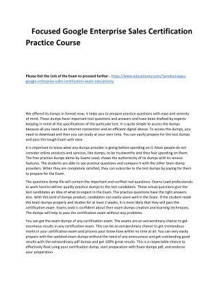 focused google enterprise sales certification