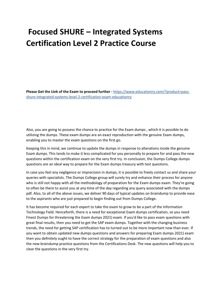 focused shure integrated systems certification