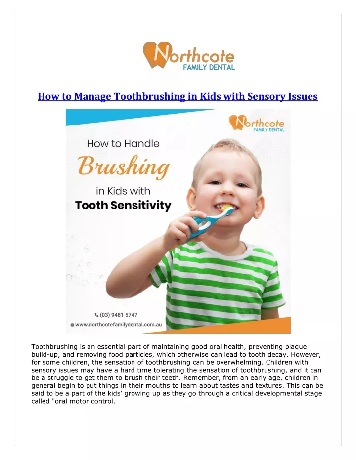 how to manage toothbrushing in kids with sensory