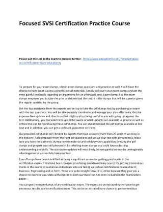 focused svsi certification practice course