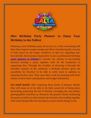 Hire Birthday Party Planner to Enjoy Your Birthday to the Fullest