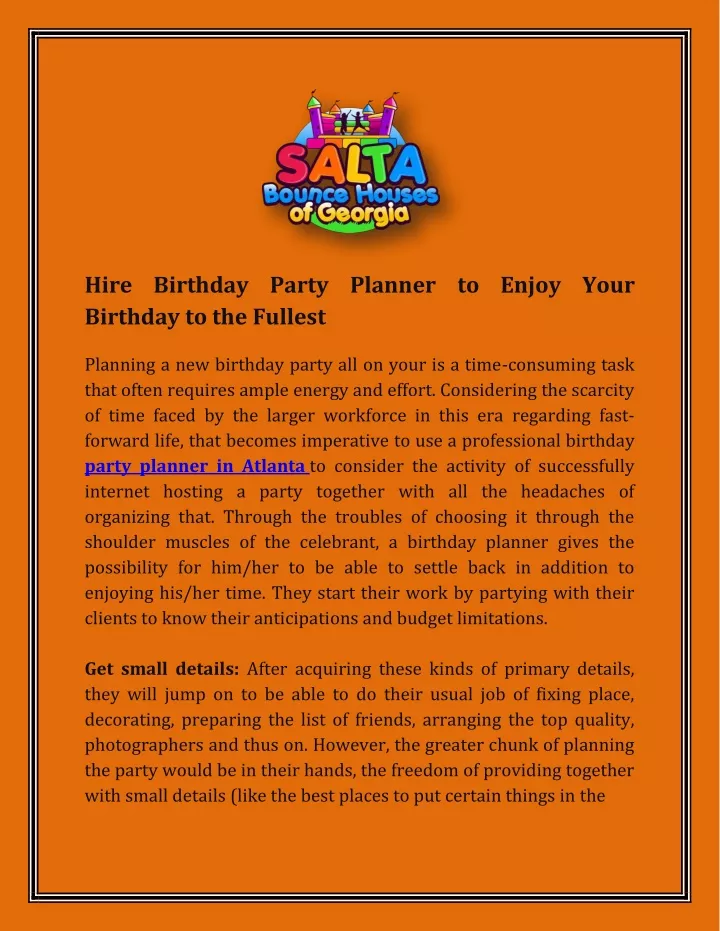 hire birthday party planner to enjoy your