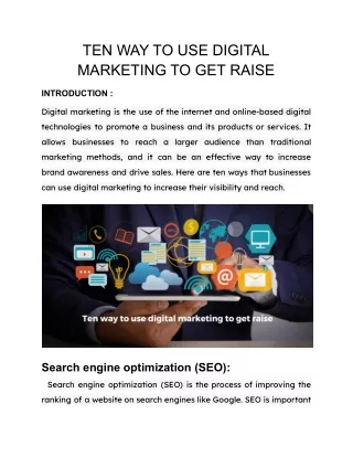 TEN WAY TO USE DIGITAL MARKETING TO GET RAISE