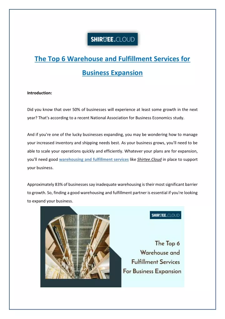 the top 6 warehouse and fulfillment services for