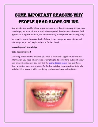Some important reasons why people read blogs online