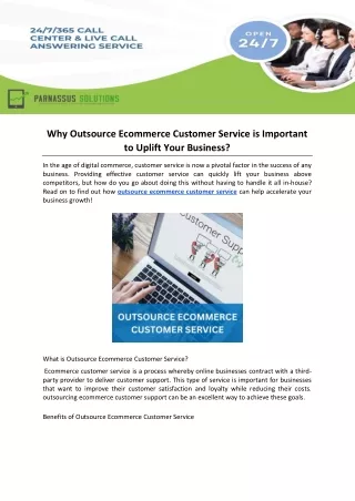 Why Outsource Ecommerce Customer Service is Important to Uplift Your Business?