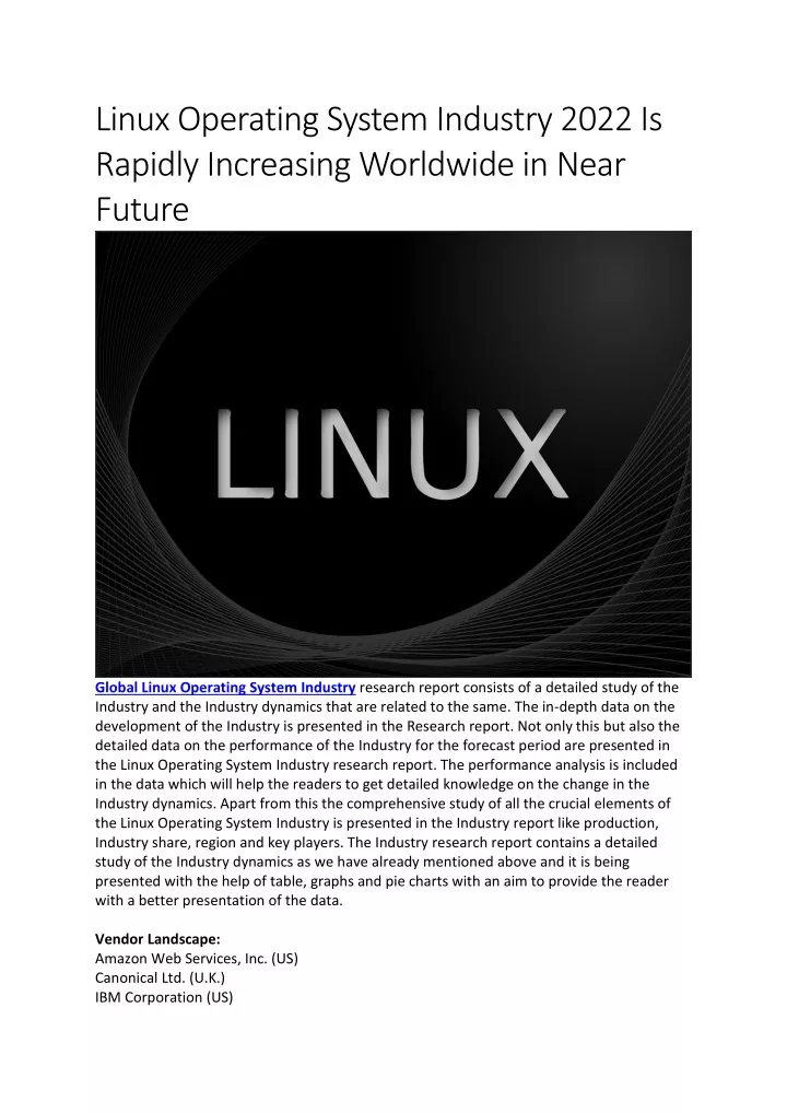 linux operating system industry 2022 is rapidly