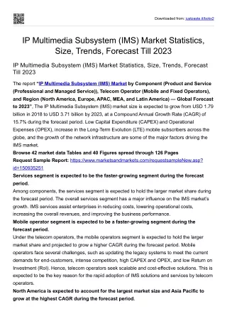 IP Multimedia Subsystem (IMS) Market Statistics, Size, Trends, and Forecast