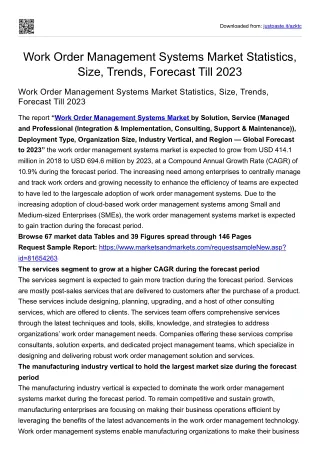 Work Order Management Systems Market Statistics, Size, Trends, Forecast