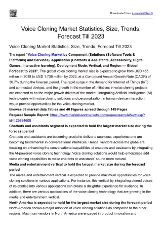 Voice Cloning Market Statistics, Size, Trends, Forecast Till 2023