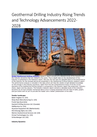 geothermal drilling industry rising trends