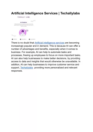 artificial intelligence services techallylabs