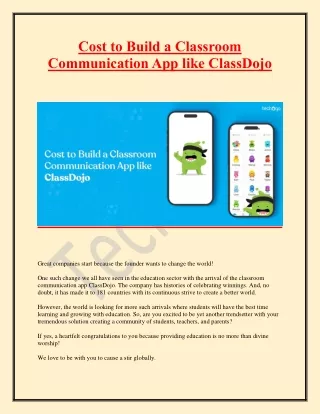 cost to build a classroom communication app like