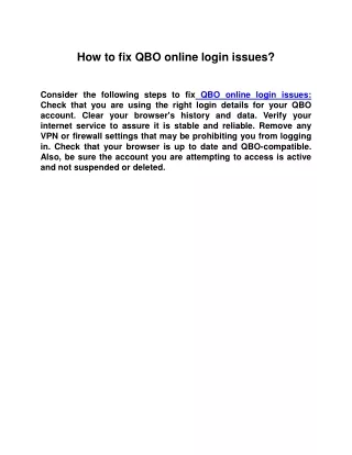 how to fix qbo online login issues