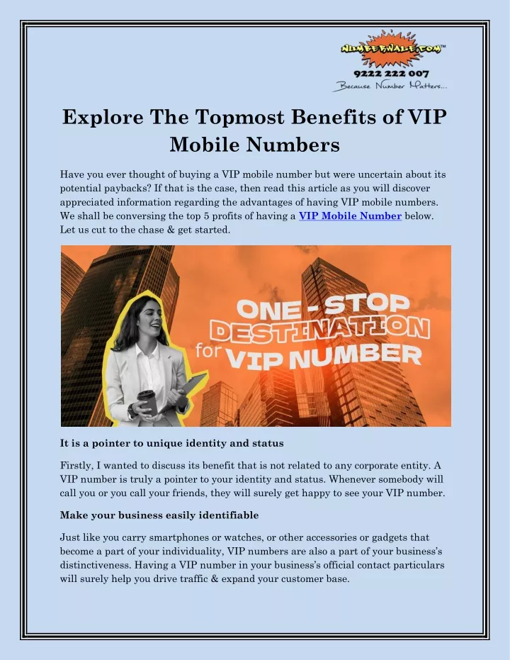 explore the topmost benefits of vip mobile numbers