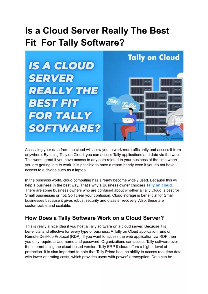 is a cloud server really the best fit for tally