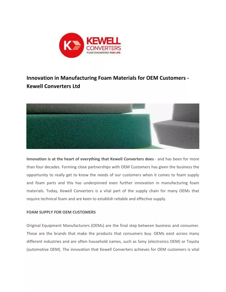 innovation in manufacturing foam materials