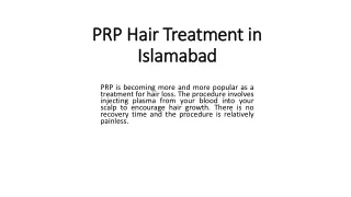 PRP Hair Treatment in Islamabad